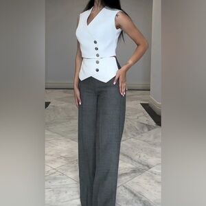 Elegant White and Gray Women's Two piece set